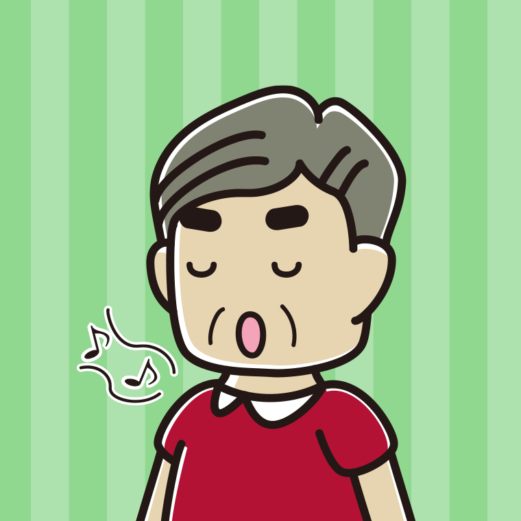 歌うおじさんのイラスト【色、背景あり】PNG