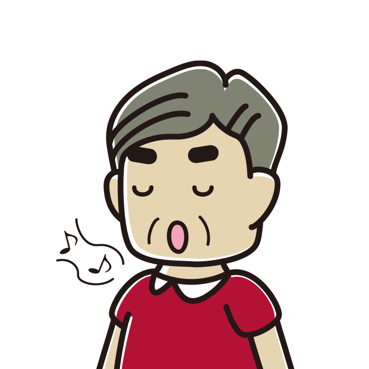 歌うおじさんのイラスト【色あり、背景なし】透過PNG