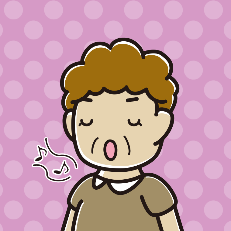 歌うおばさんのイラスト【色、背景あり】PNG