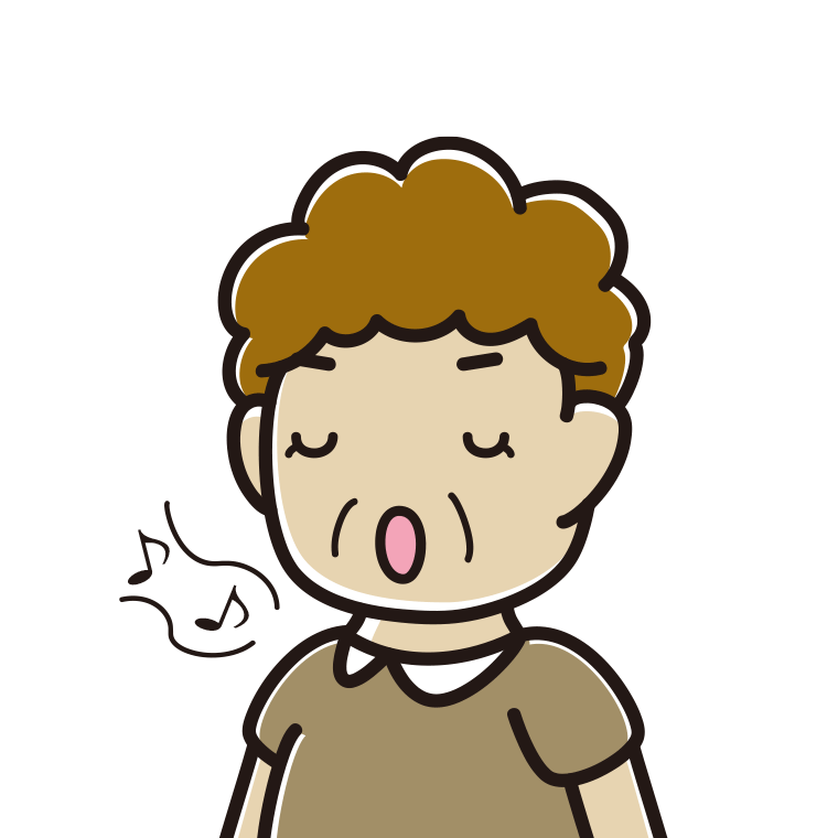 歌うおばさんのイラスト【色あり、背景なし】透過PNG