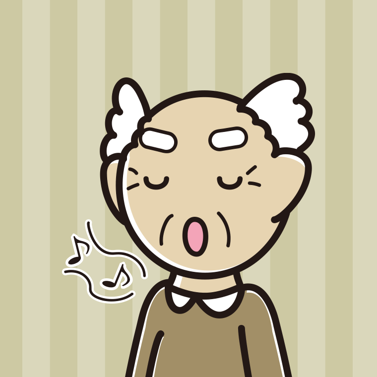 歌うおじいさんのイラスト【色、背景あり】PNG