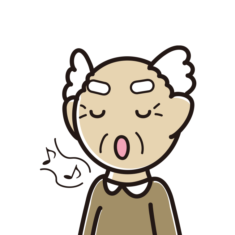 歌うおじいさんのイラスト【色あり、背景なし】透過PNG