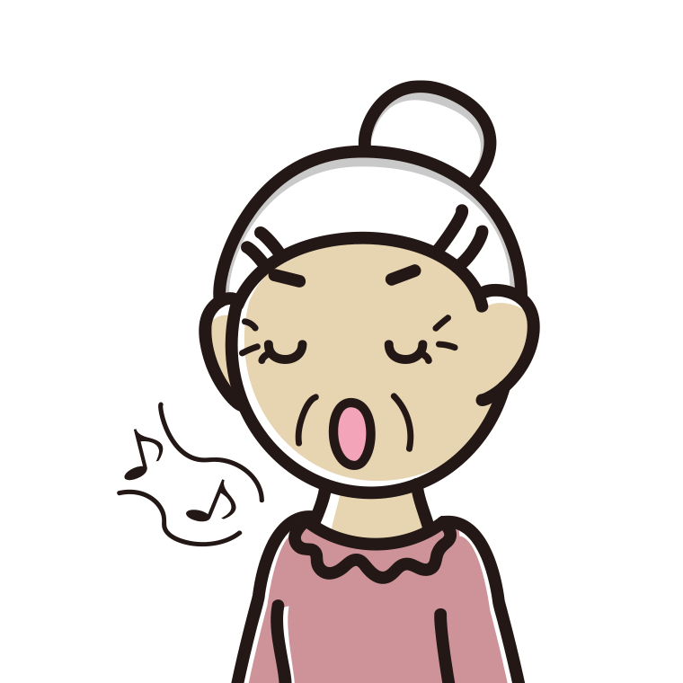 歌うおばあさんのイラスト【色あり、背景なし】透過PNG