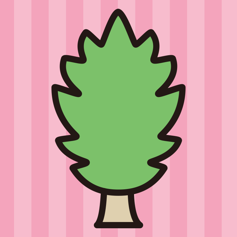 木のイラスト03（ギザギザ・トゲトゲ）【色、背景あり】PNG