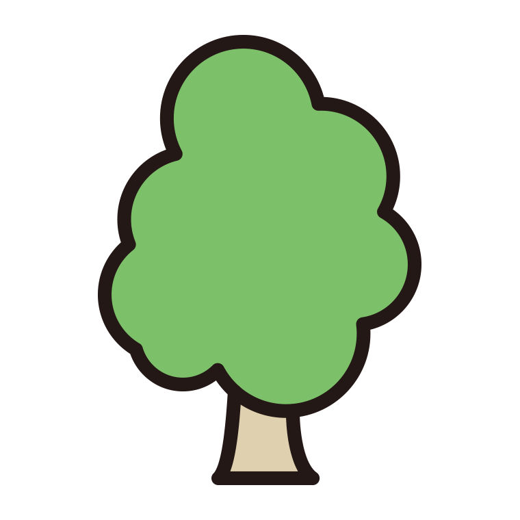 木のイラスト04（もこもこ縦長）【色あり、背景なし】透過PNG