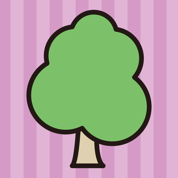 木のイラスト05（定番もこもこ）【色、背景あり】PNG