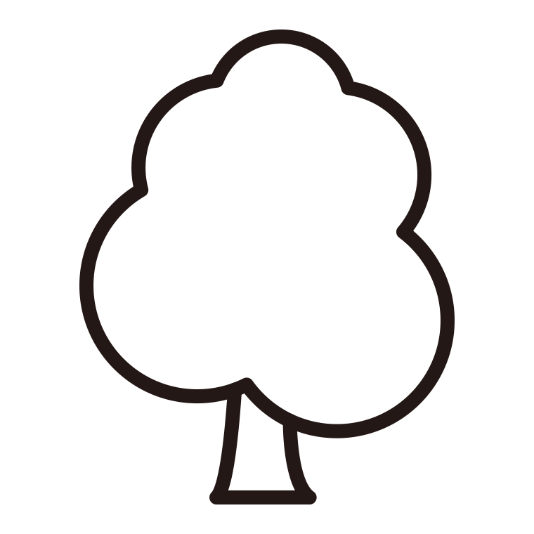 木のイラスト05（定番もこもこ）【線のみ】透過PNG