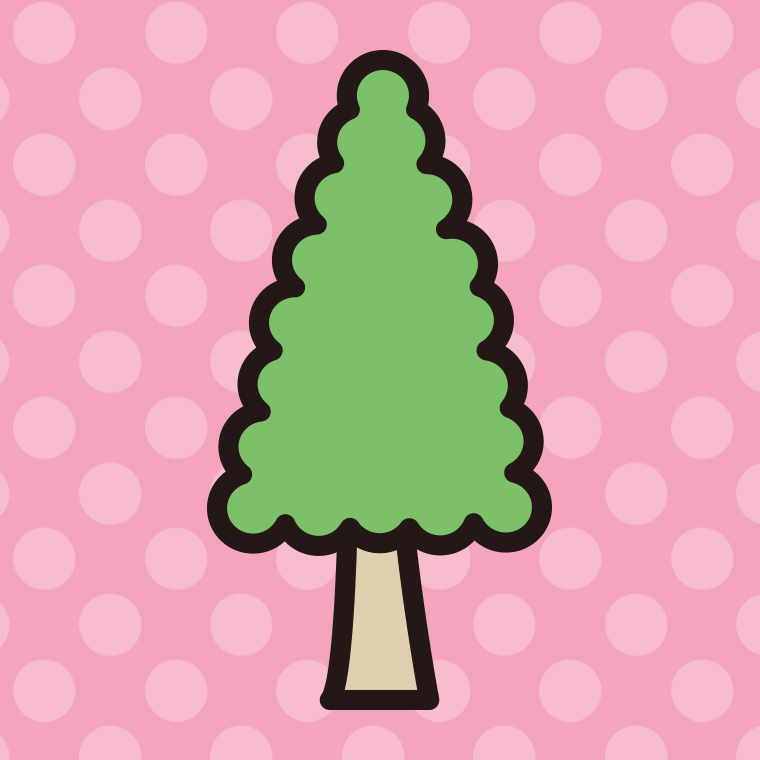 木のイラスト08（クリスマスツリー風・針葉樹）【色、背景あり】PNG