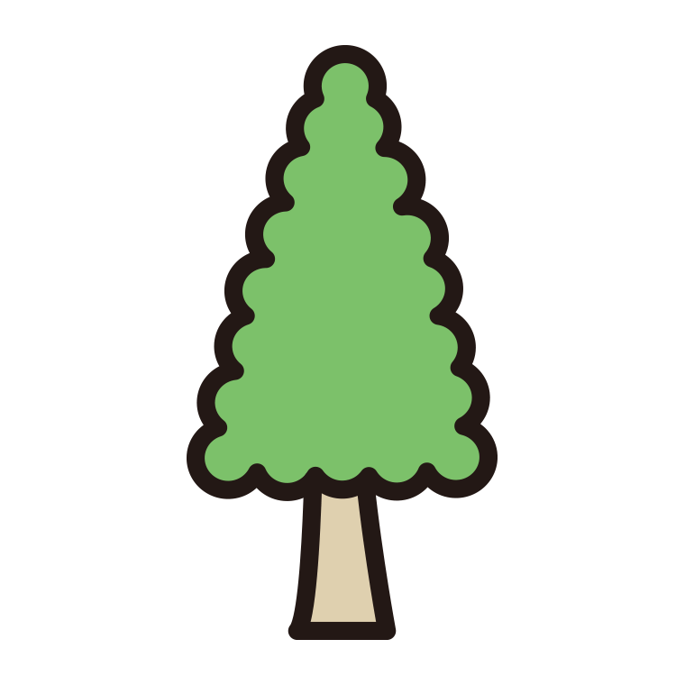 木のイラスト08（クリスマスツリー風・針葉樹）【色あり、背景なし】透過PNG