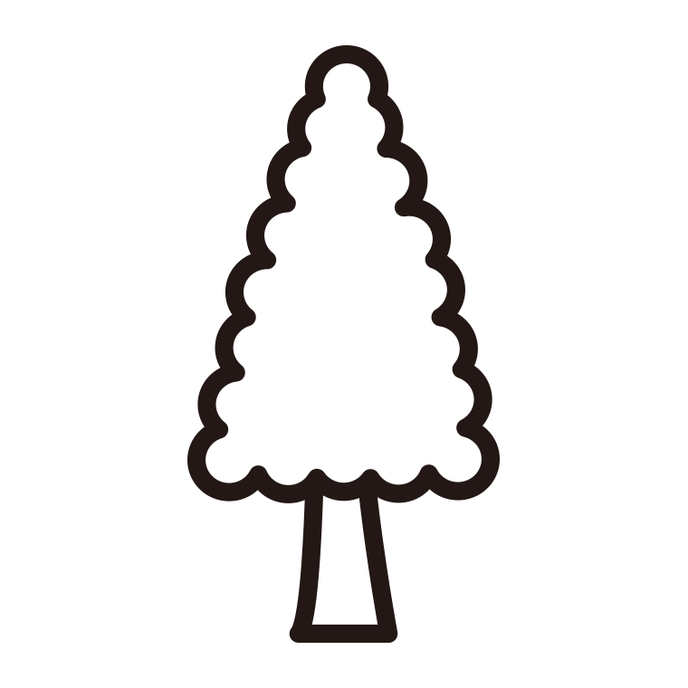 木のイラスト08（クリスマスツリー風・針葉樹）【線のみ】透過PNG