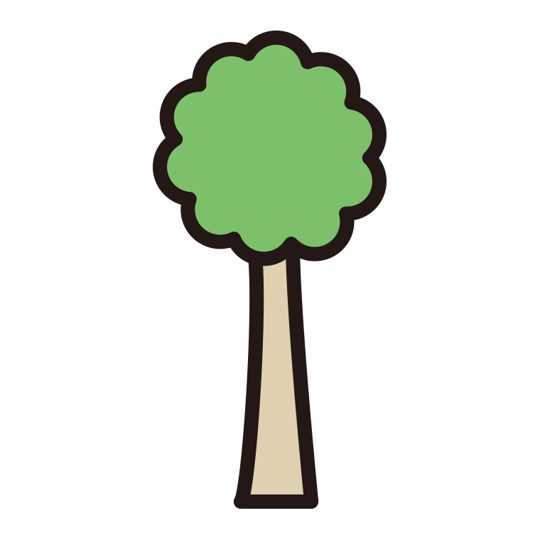 木のイラスト09（ひょろ長い丸）【色あり、背景なし】透過PNG