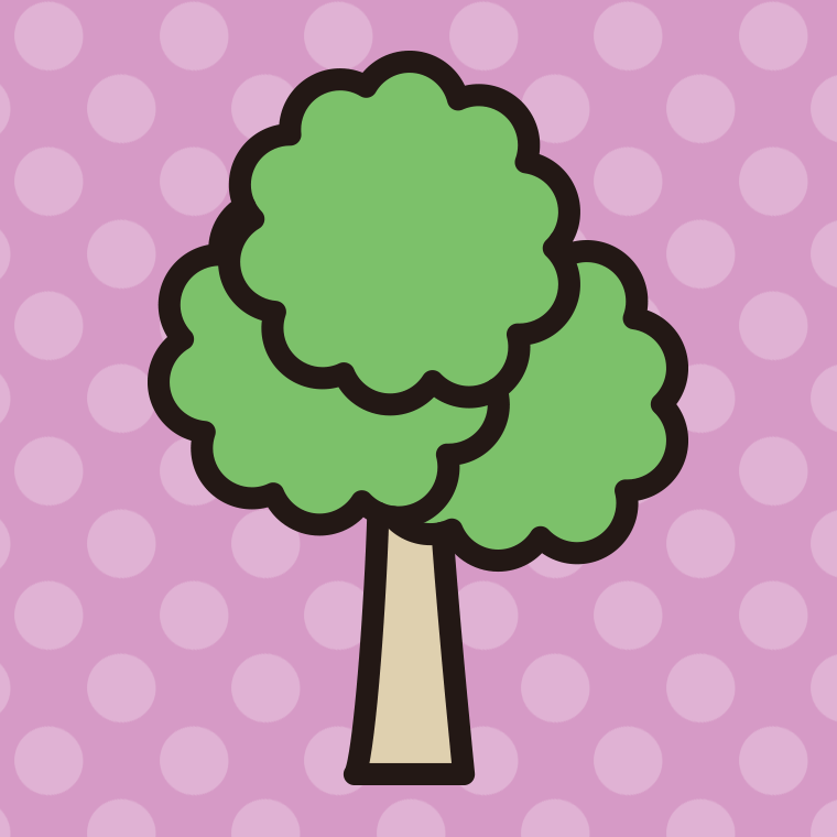 木のイラスト10（ブロッコリー風）【色、背景あり】PNG