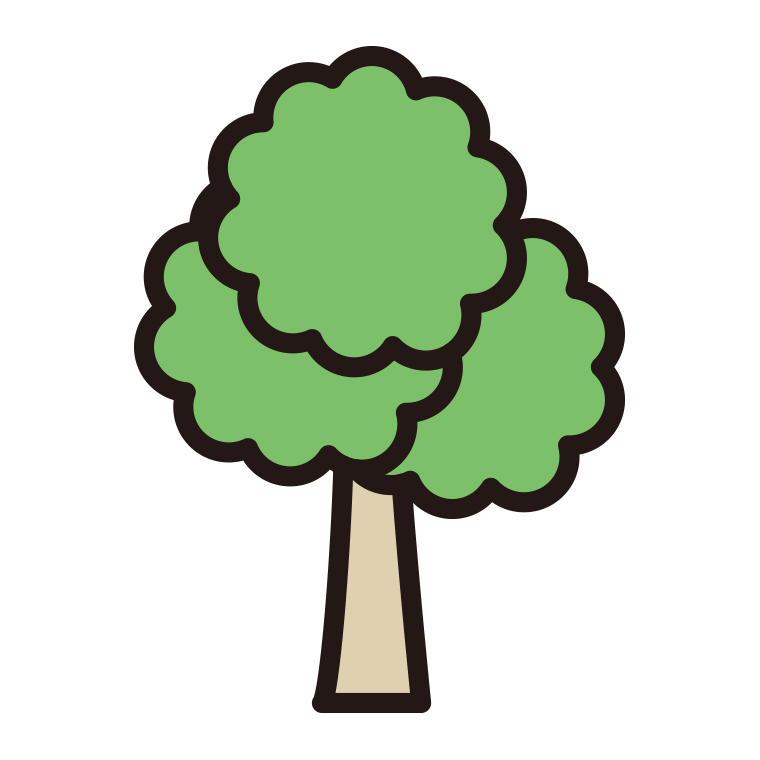 木のイラスト10（ブロッコリー風）【色あり、背景なし】透過PNG