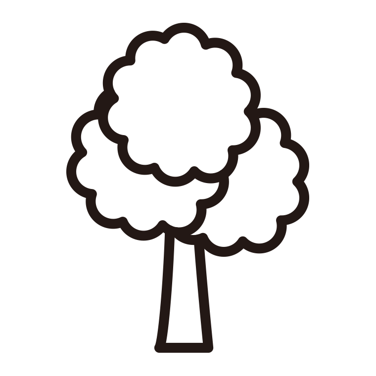 木のイラスト10（ブロッコリー風）【線のみ】透過PNG