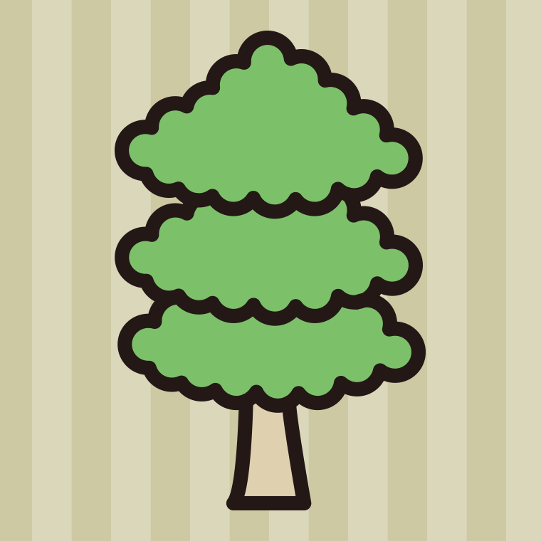 木のイラスト11（3段もこもこ）【色、背景あり】PNG