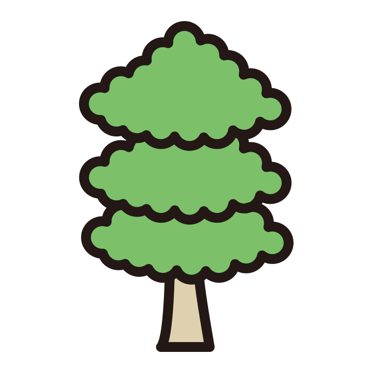 木のイラスト11（3段もこもこ）【色あり、背景なし】透過PNG