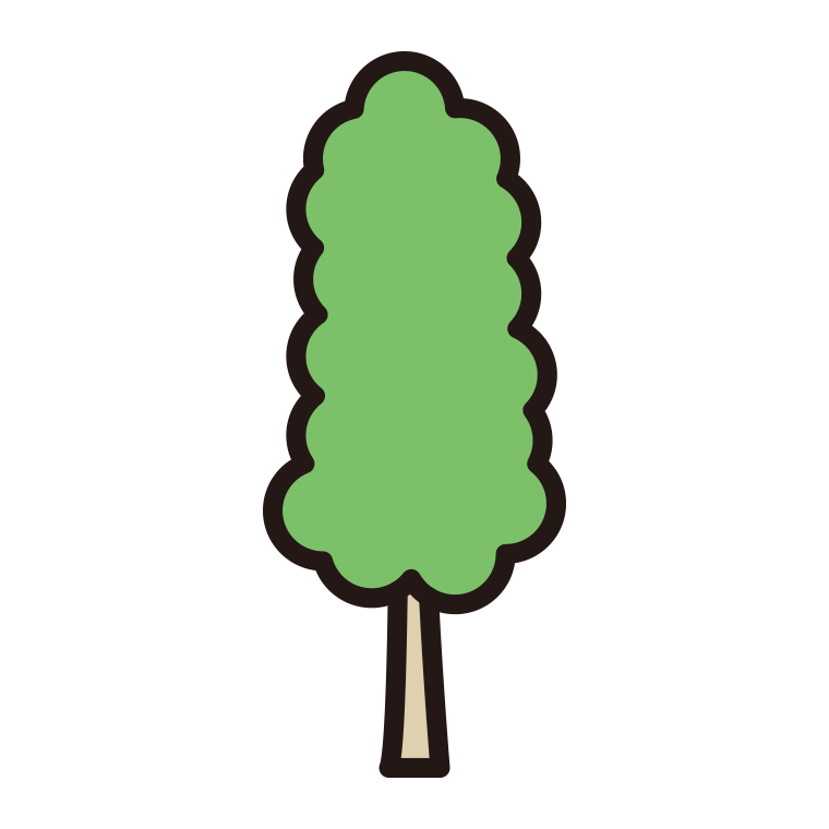 木のイラスト12（円柱もこもこ）【色あり、背景なし】透過PNG