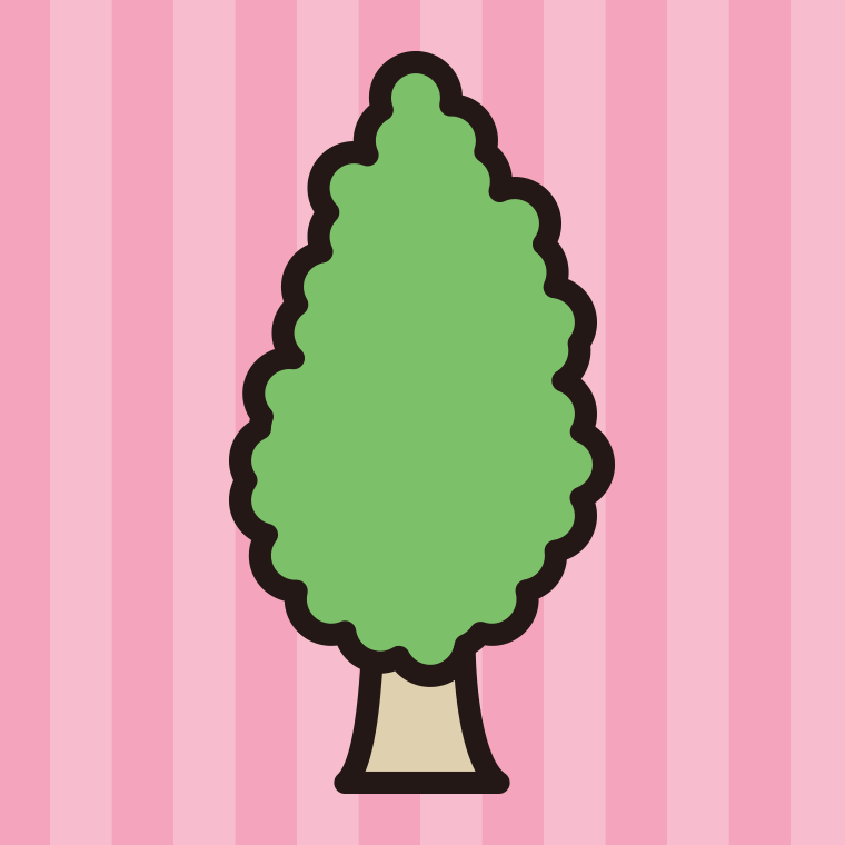 木のイラスト13（スマートもこもこ・炎型）【色、背景あり】PNG