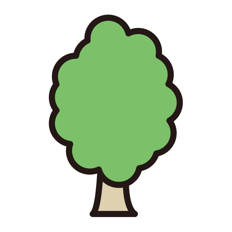 木のイラスト14（ふんわり丸型）【色あり、背景なし】透過PNG