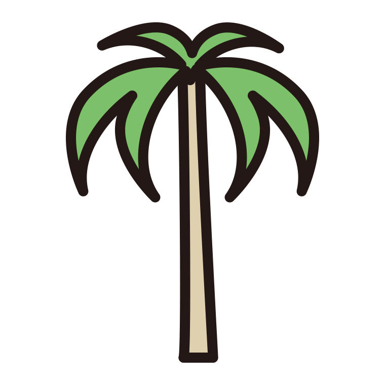 木のイラスト16（南国風・ヤシの木風）【色あり、背景なし】透過PNG