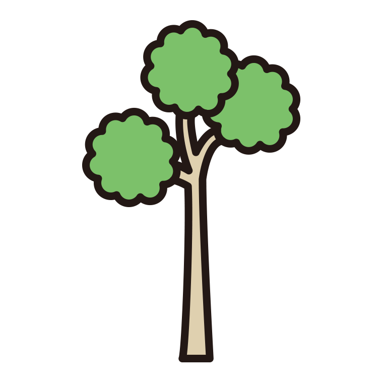 木のイラスト17（枝分かれ・ミニマル）【色あり、背景なし】透過PNG