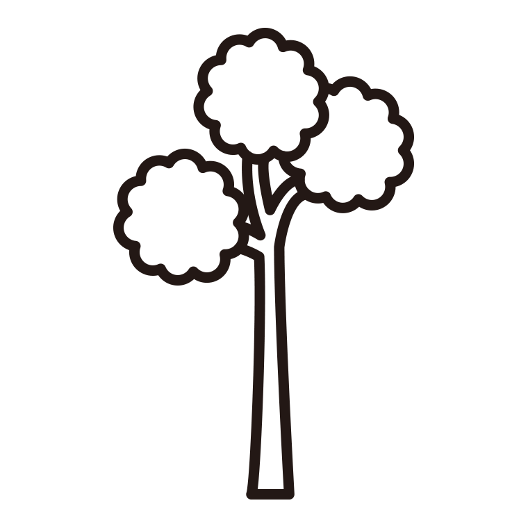 木のイラスト17（枝分かれ・ミニマル）【線のみ】透過PNG