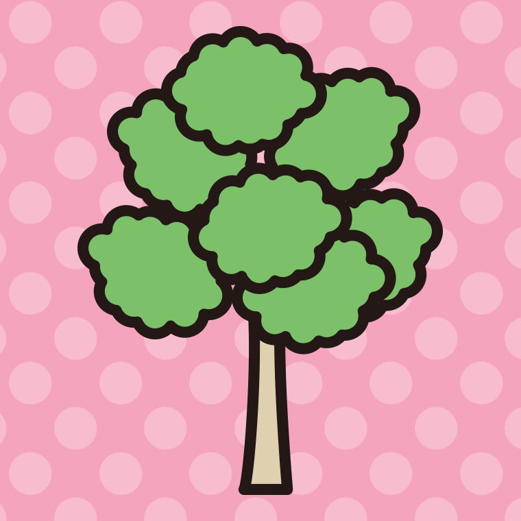 木のイラスト18（にぎやか広葉樹）【色、背景あり】PNG