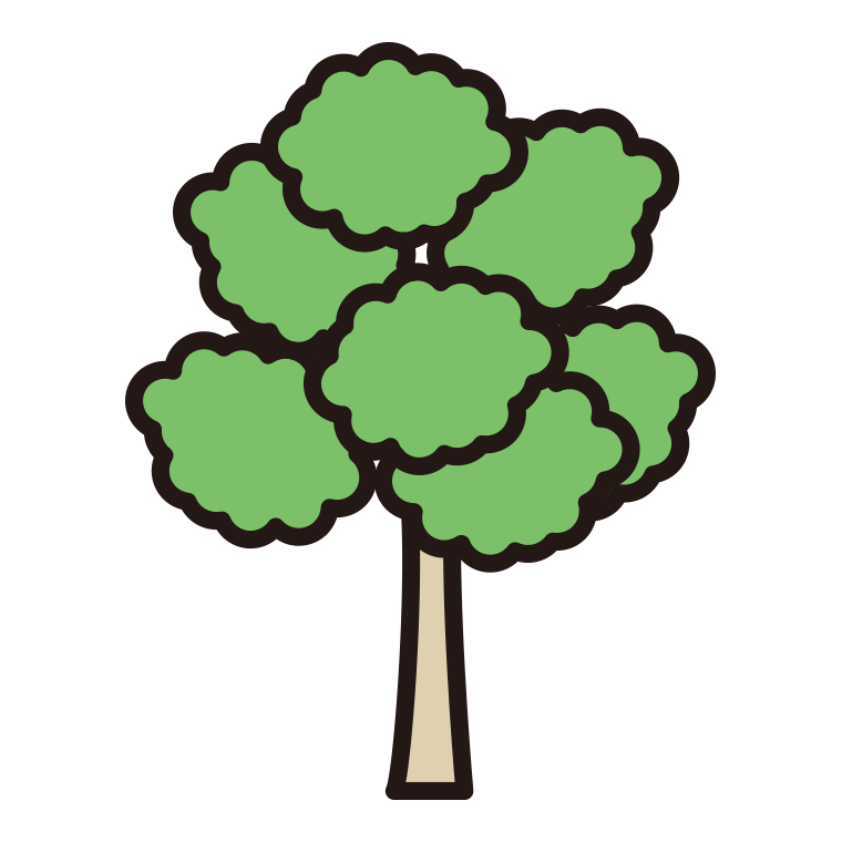 木のイラスト18（にぎやか広葉樹）【色あり、背景なし】透過PNG