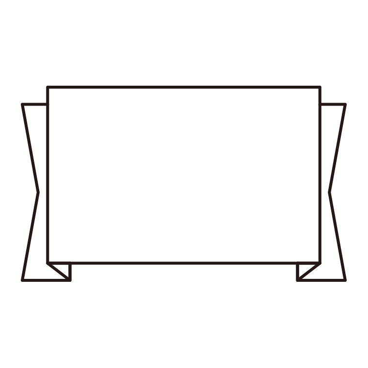 リボンのフレームのイラスト08（ストレート型・太・青）【線のみ】透過PNG