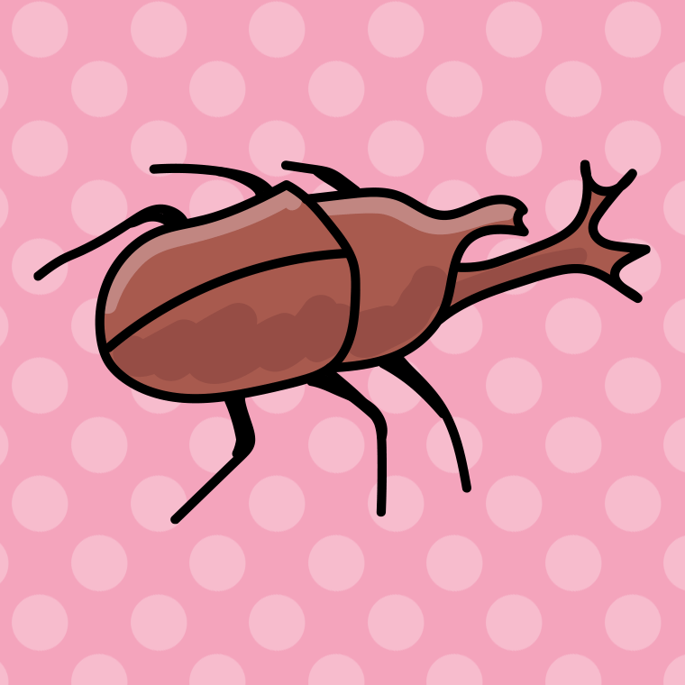 カブトムシのイラスト【色、背景あり】PNG