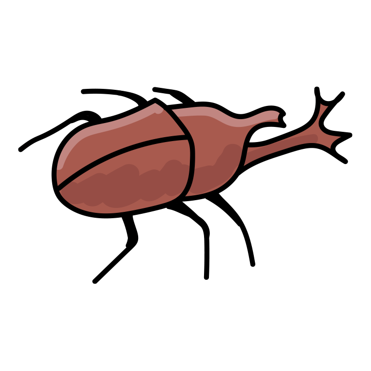 カブトムシのイラスト【色あり、背景なし】透過PNG