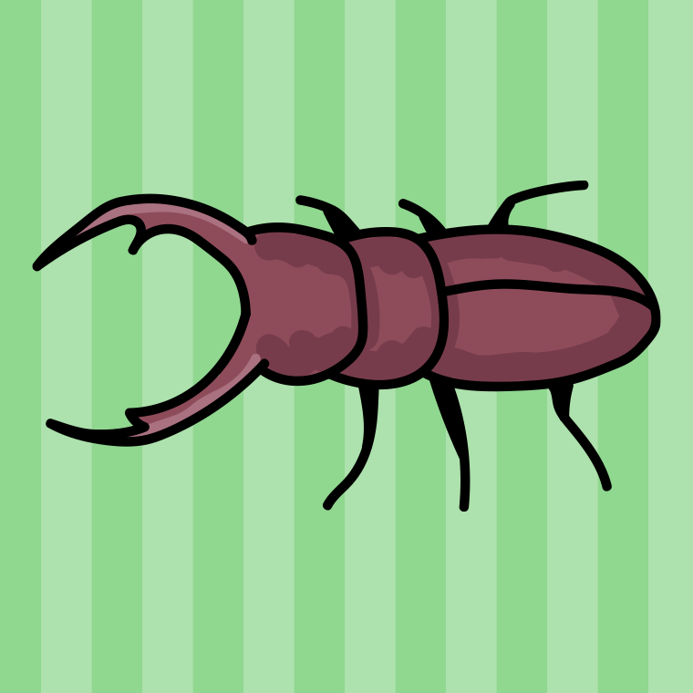 クワガタムシのイラスト【色、背景あり】PNG