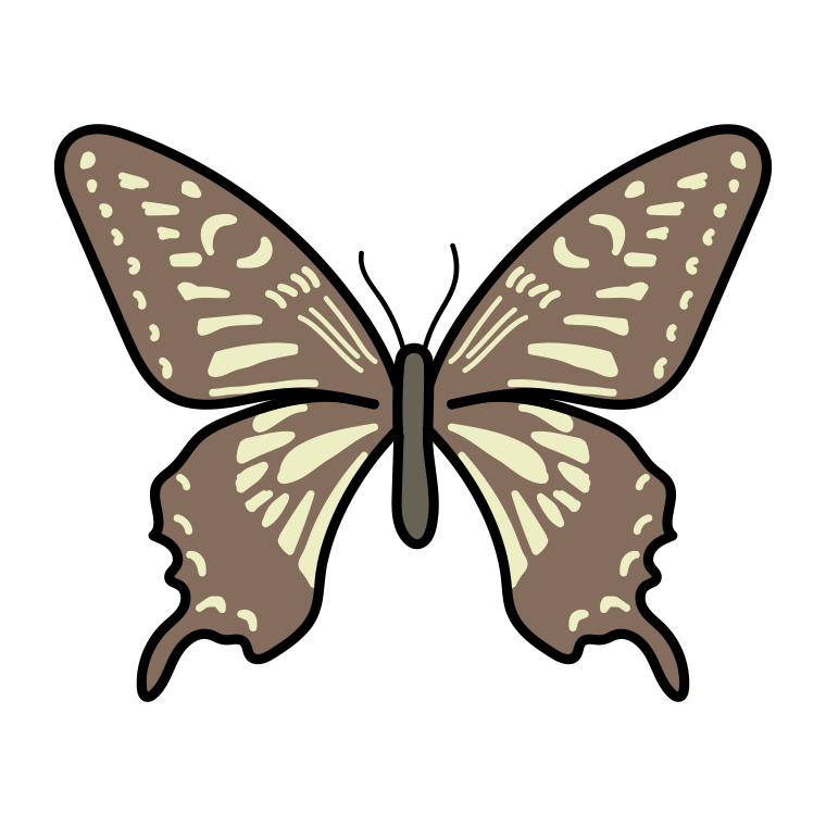 アゲハチョウのイラスト【色あり、背景なし】透過PNG
