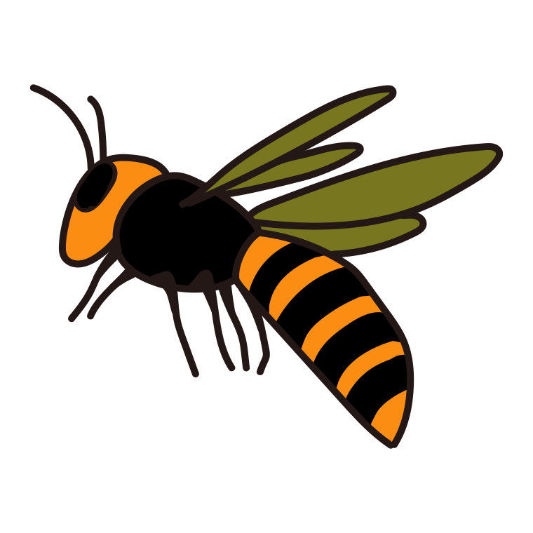スズメバチのイラスト【色あり、背景なし】透過PNG