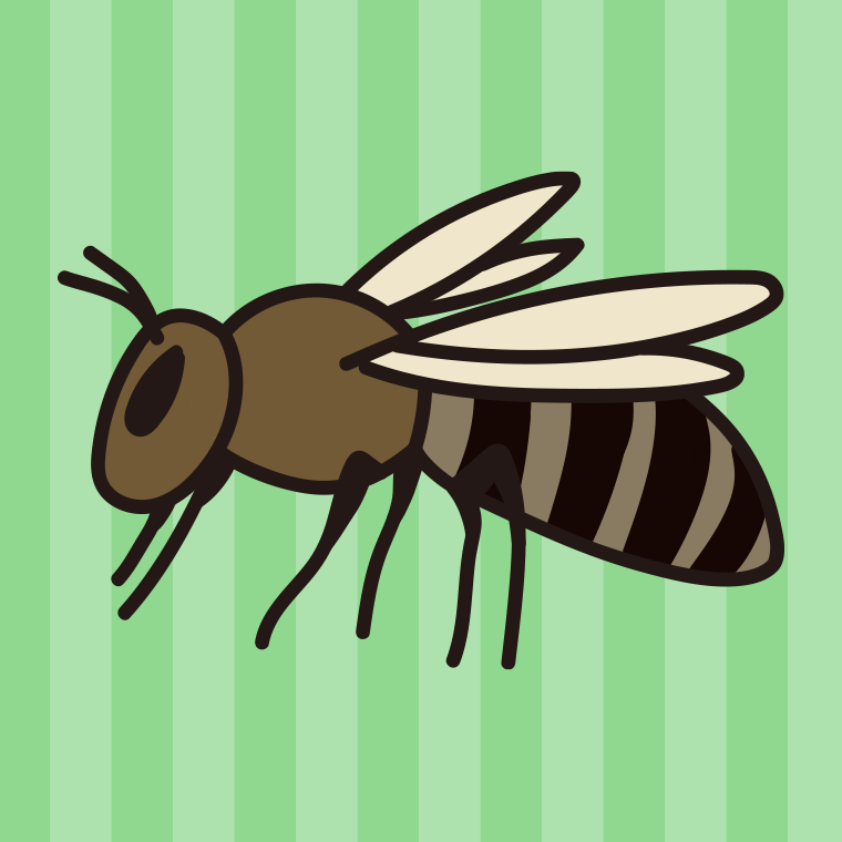 ミツバチのイラスト【色、背景あり】PNG