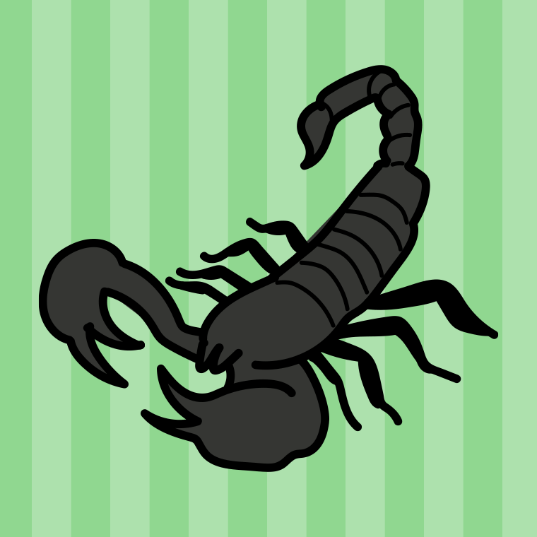 サソリのイラスト【色、背景あり】PNG