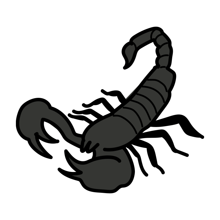 サソリのイラスト【色あり、背景なし】透過PNG