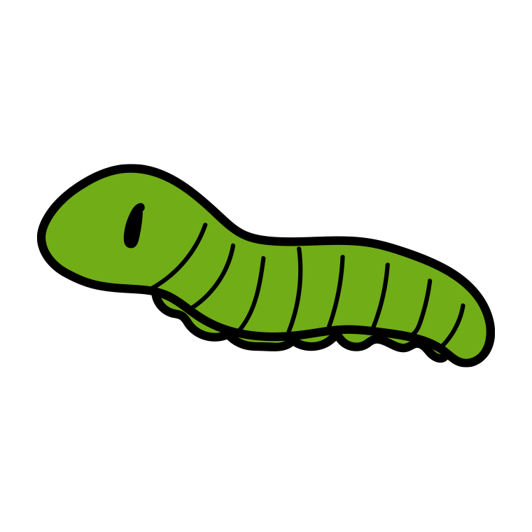 アオムシのイラスト【色あり、背景なし】透過PNG
