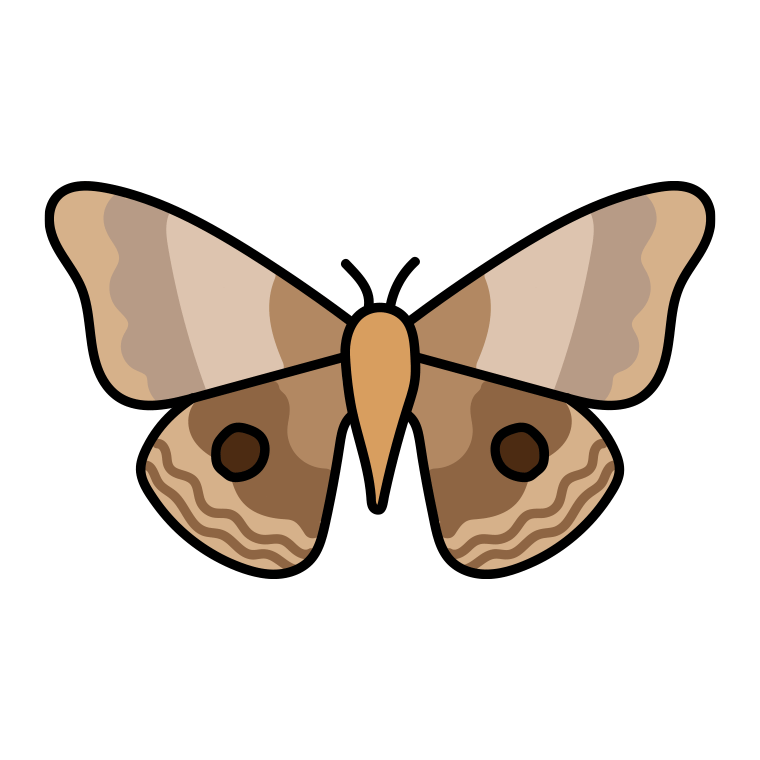 蛾のイラスト【色あり、背景なし】透過PNG