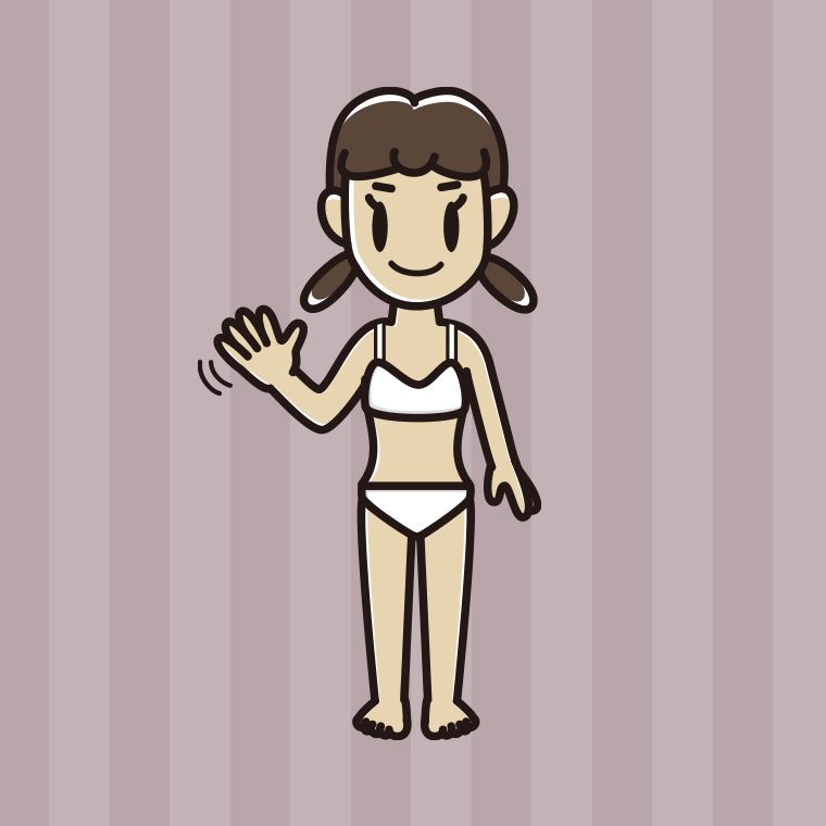 インナーウェアの着用例イラスト（手を振る女子中学生）【色、背景あり】PNG