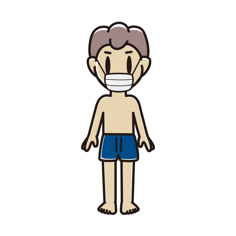 インナーウェアの着用例イラスト（マスクをする男子中学生）【色あり、背景なし】透過PNG