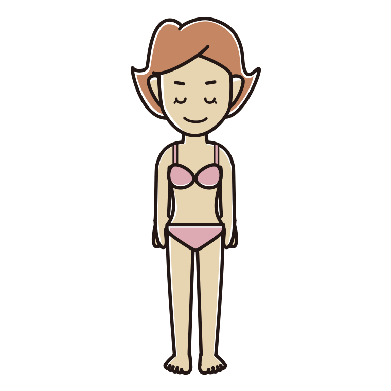 インナーウェアの着用例イラスト（お辞儀する女性）【色あり、背景なし】透過PNG