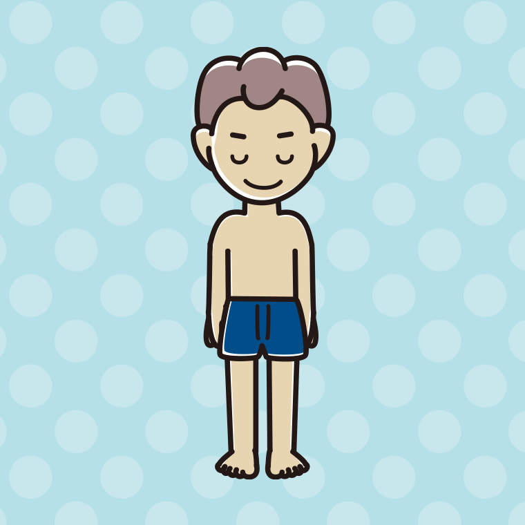 インナーウェアの着用例イラスト（お辞儀する男子中学生）【色、背景あり】PNG