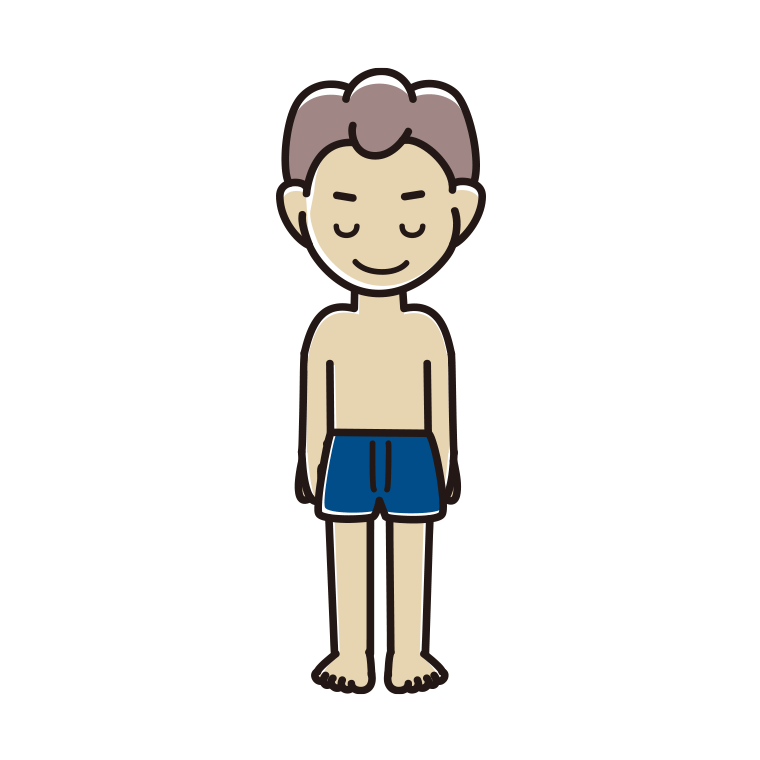 インナーウェアの着用例イラスト（お辞儀する男子中学生）【色あり、背景なし】透過PNG