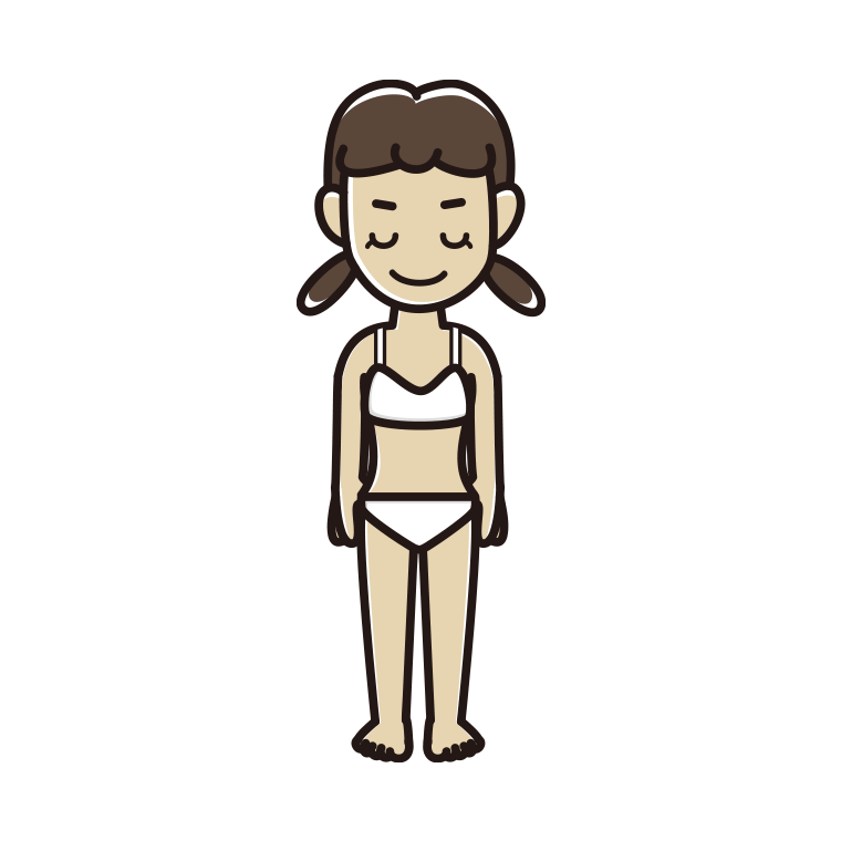 インナーウェアの着用例イラスト（お辞儀する女子中学生）【色あり、背景なし】透過PNG