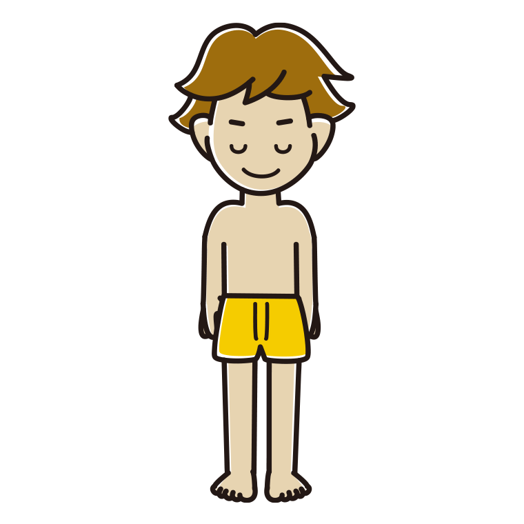 インナーウェアの着用例イラスト（お辞儀する男子高校生）【色あり、背景なし】透過PNG