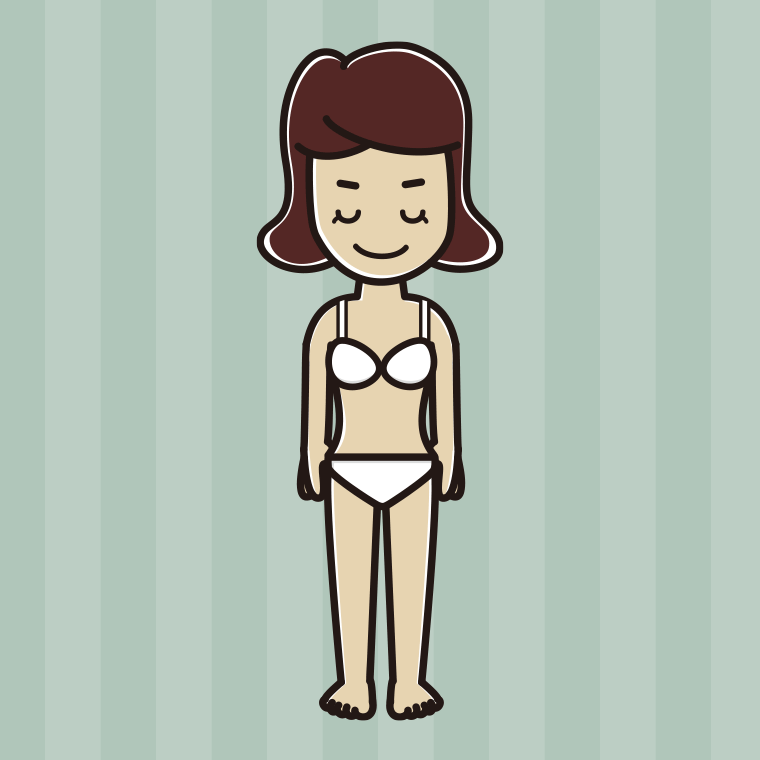 インナーウェアの着用例イラスト（お辞儀する女子高校生）【色、背景あり】PNG