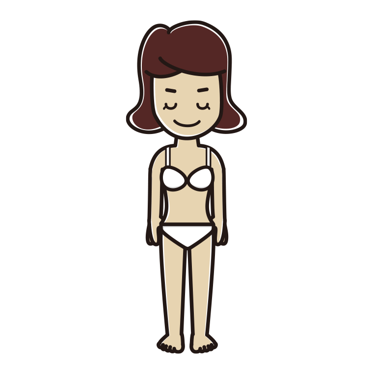 インナーウェアの着用例イラスト（お辞儀する女子高校生）【色あり、背景なし】透過PNG