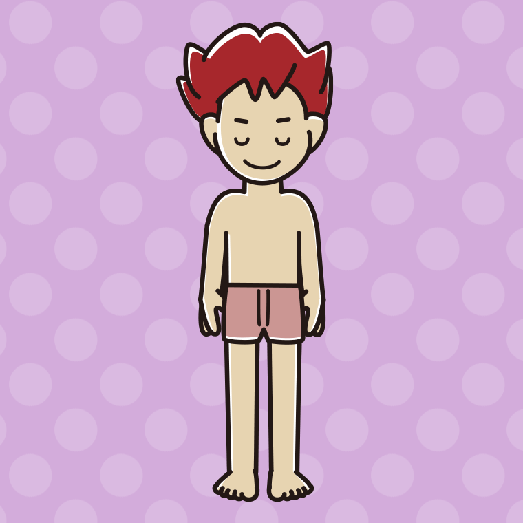 インナーウェアの着用例イラスト（お辞儀する男子大学生）【色、背景あり】PNG