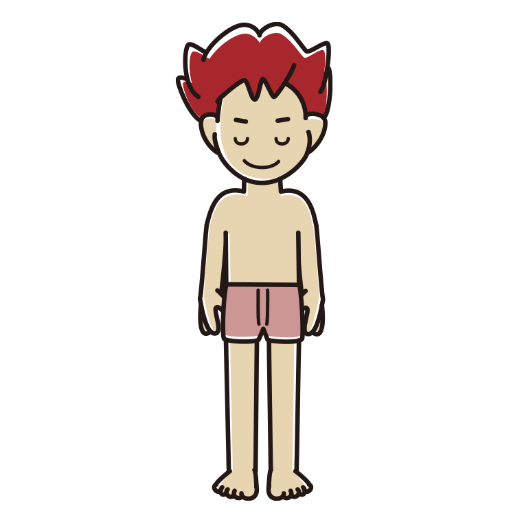 インナーウェアの着用例イラスト（お辞儀する男子大学生）【色あり、背景なし】透過PNG